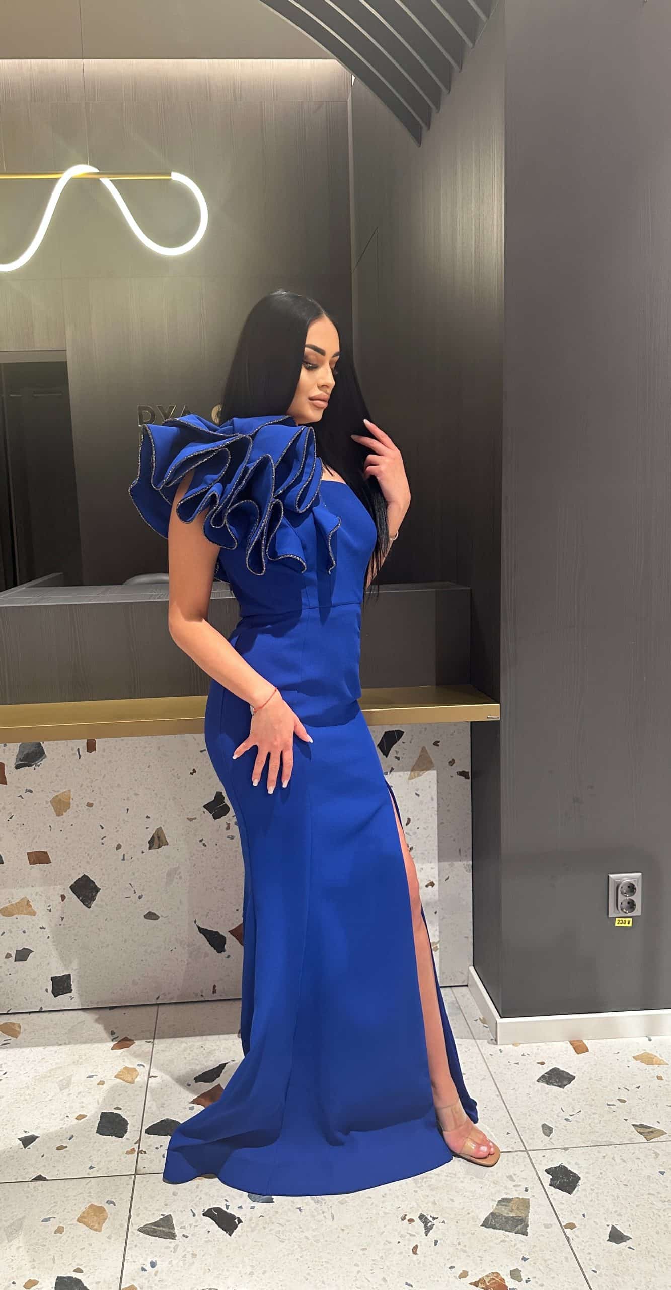 Rochie Lunga Albastru Royal FL DYA407 - imagine 4