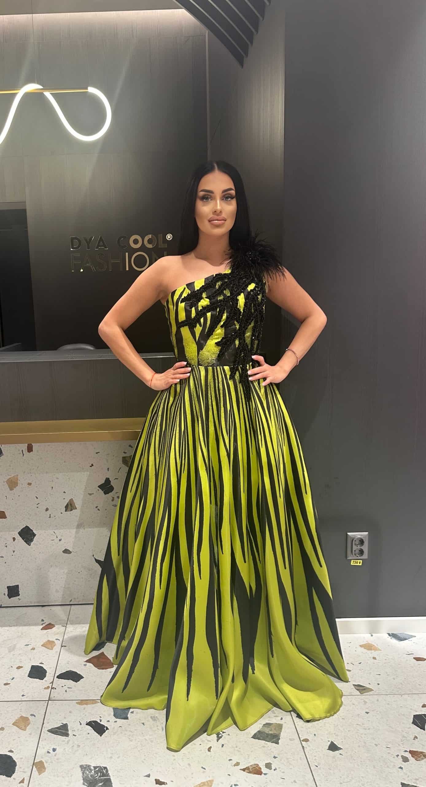 Rochie Tafta Negru/Verde  DYA411