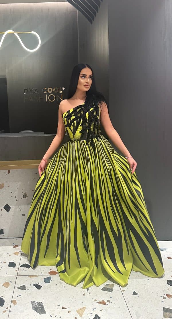 Rochie Tafta Negru/Verde  DYA411 - imagine 2