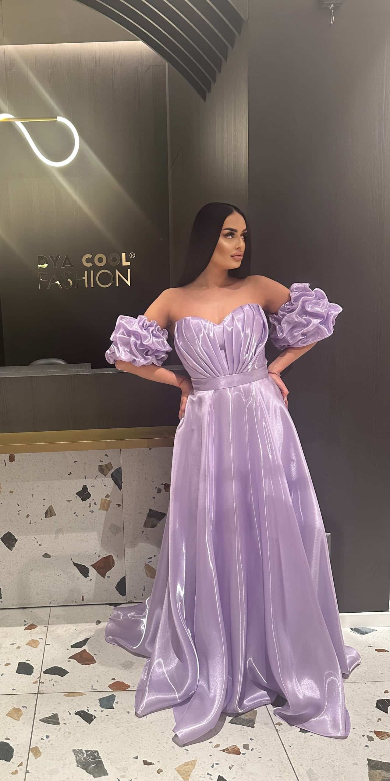 Rochie Princess Mov Maneca Detasabile DYA412 - imagine 3