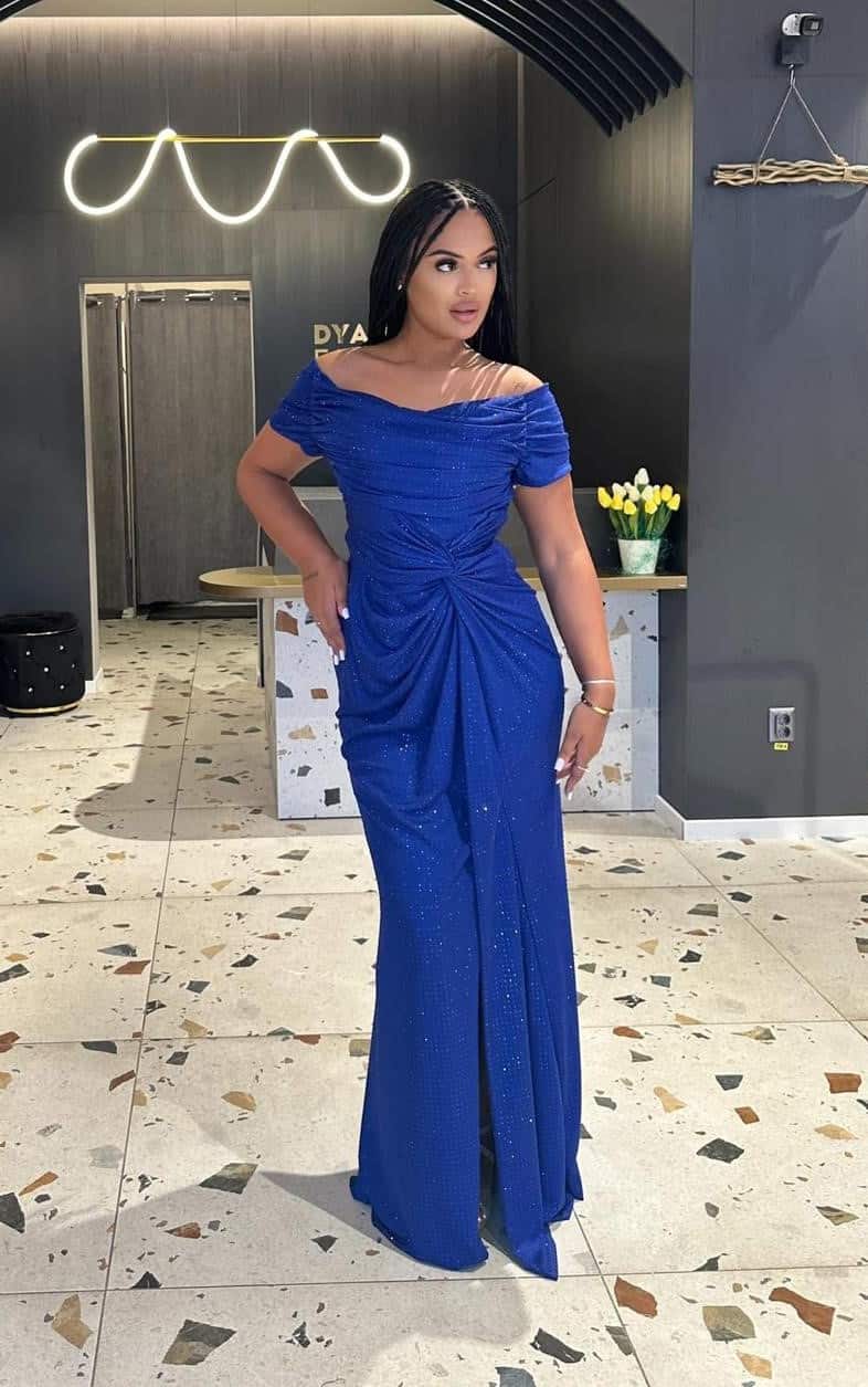 Rochie Albastra Royal DYA364 - imagine 4