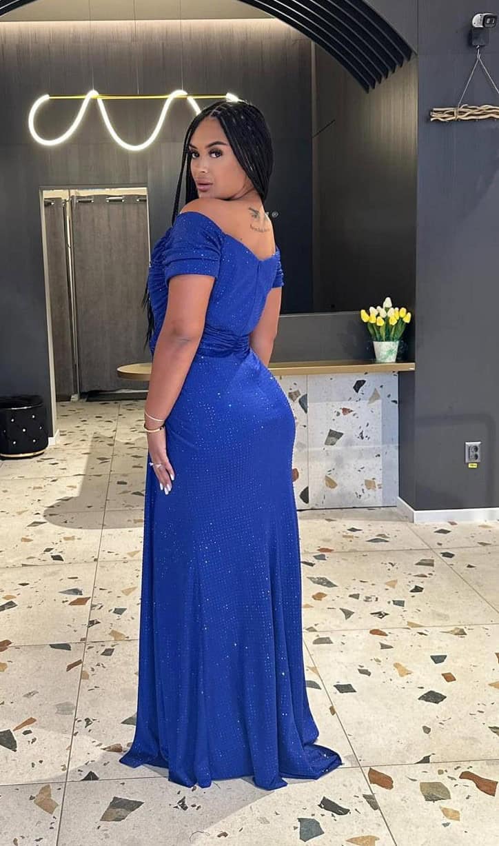 Rochie Albastra Royal DYA364 - imagine 3