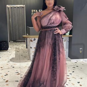 Rochie Lunga Negru/Roz DYA375