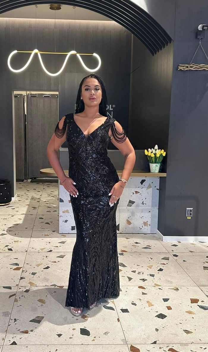 Rochie Lunga  Neagra Lux DYA374 - imagine 3