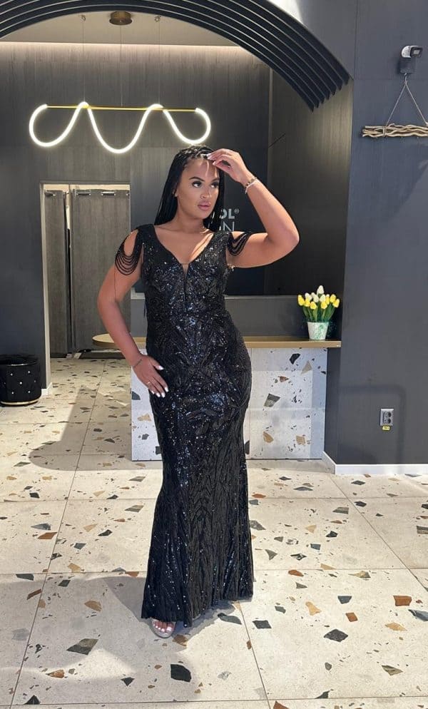 Rochie Lunga  Neagra Lux DYA374