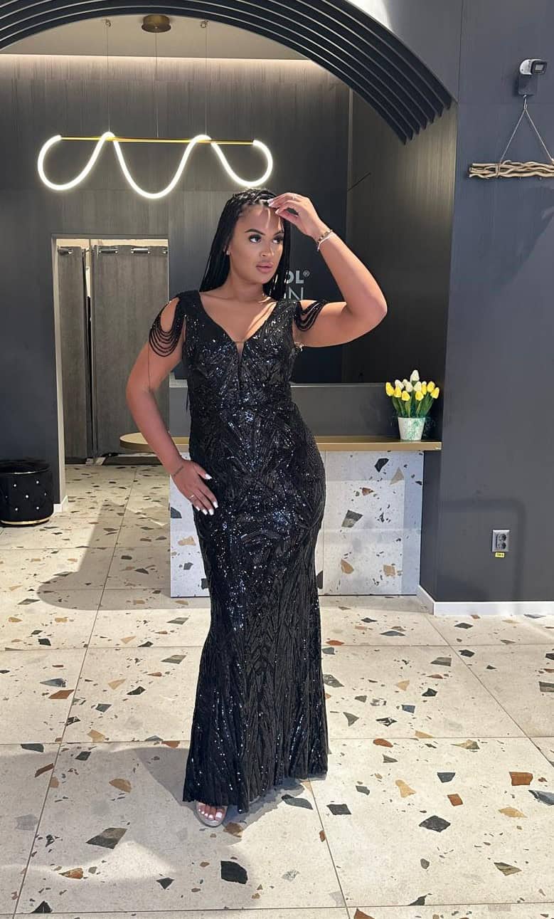 Rochie Lunga  Neagra Lux DYA374