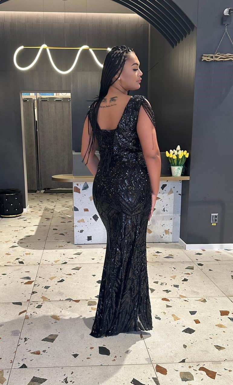 Rochie Lunga  Neagra Lux DYA374 - imagine 4
