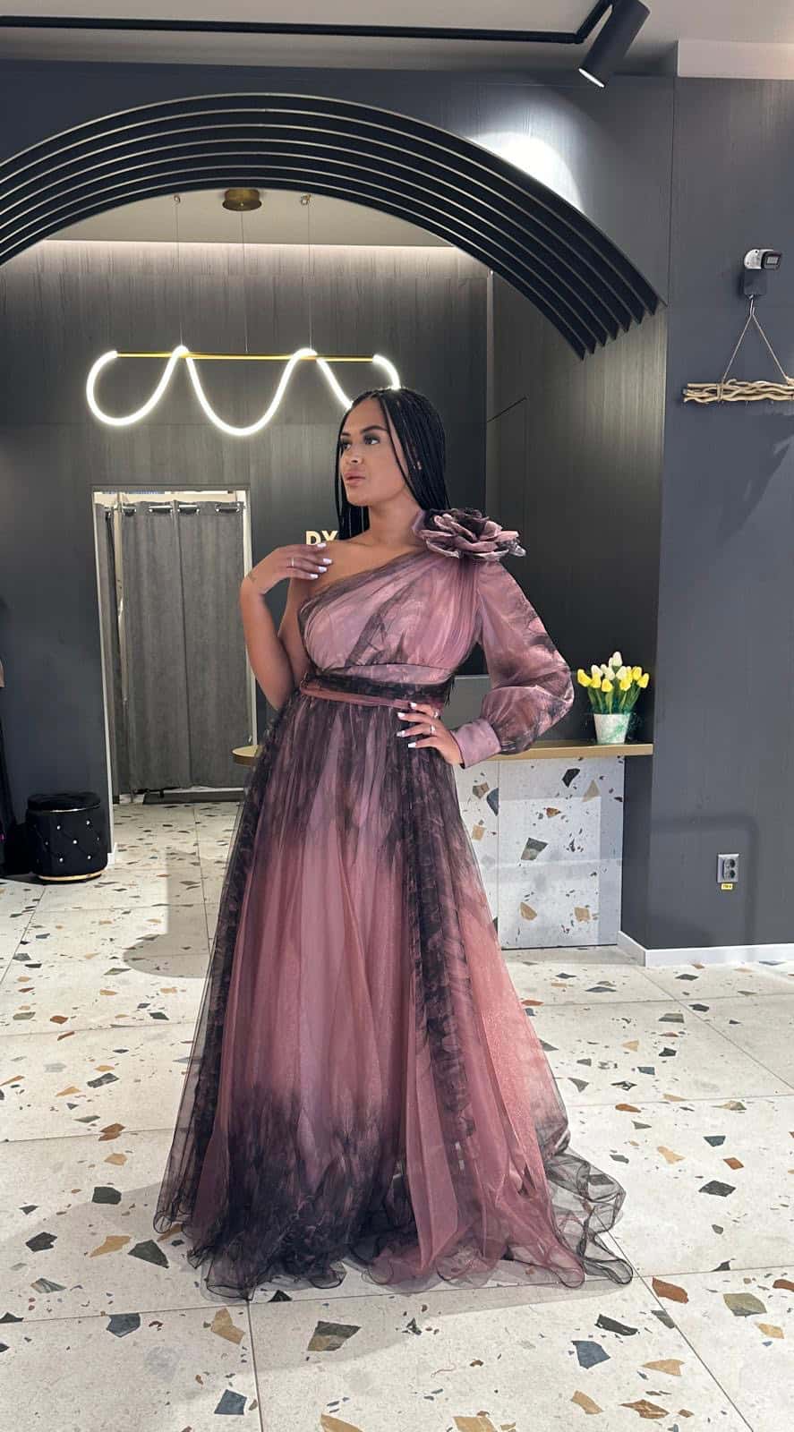 Rochie Roz-Negru Degrade DYA565 - imagine 4