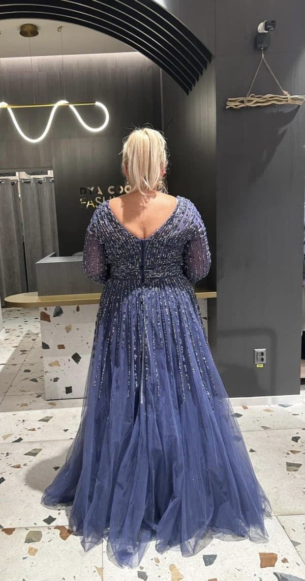 Rochie Lungă Albastru Cerneală  DYA447 - imagine 4