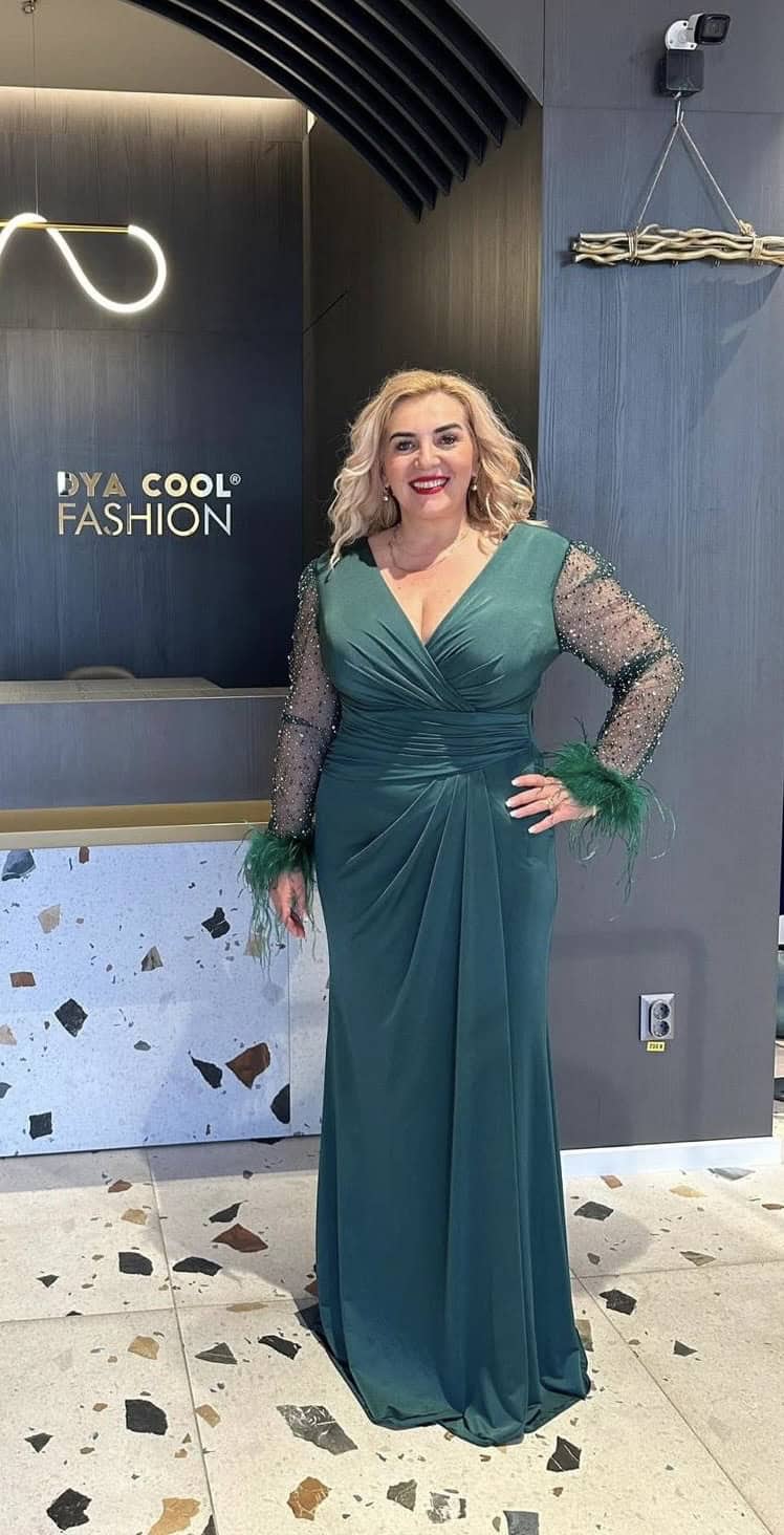 Rochie Lungă Verde DYA445 - imagine 3