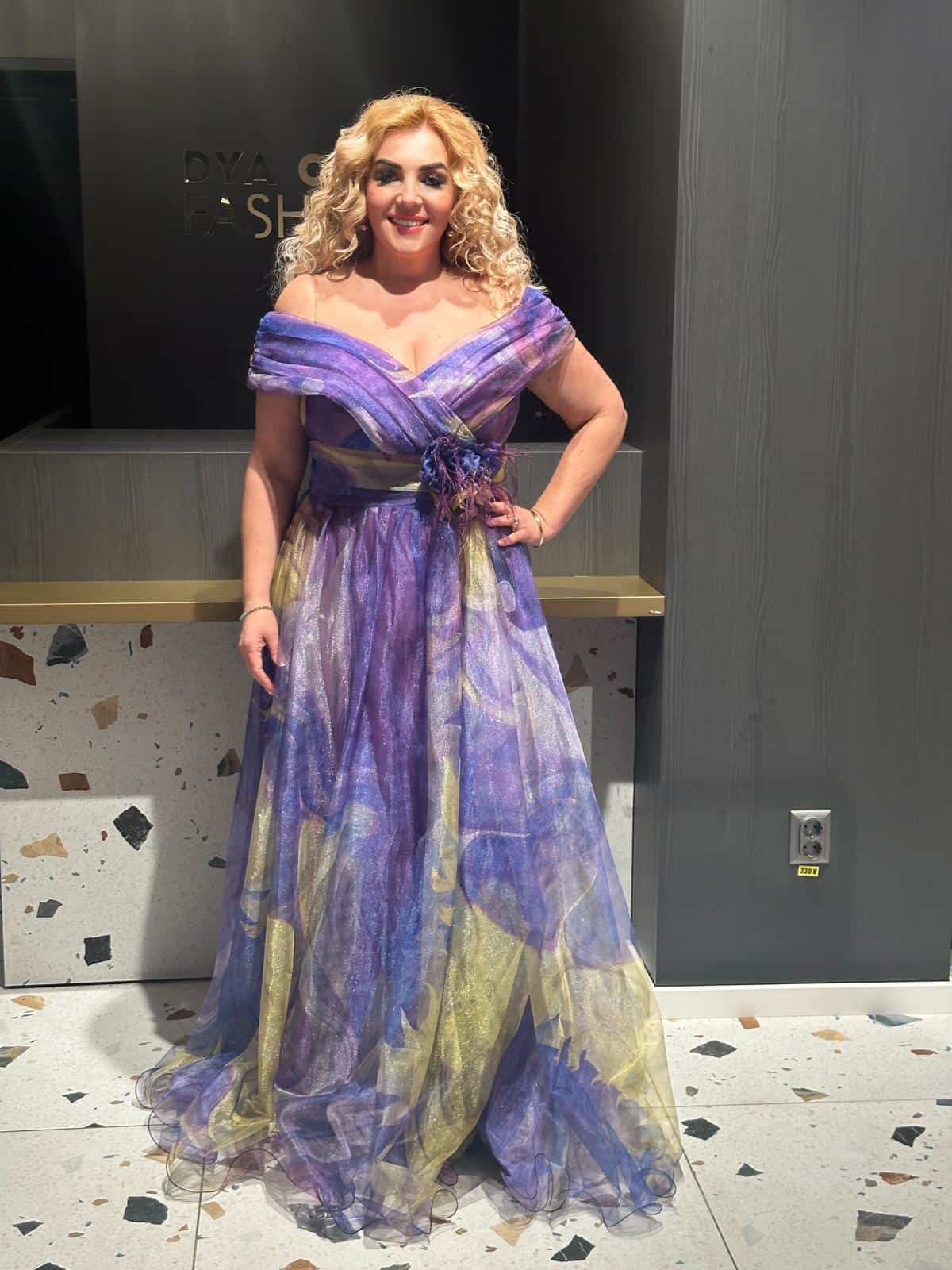 Rochie Lunga Degrade Violet-Auriu DYA591 - imagine 5