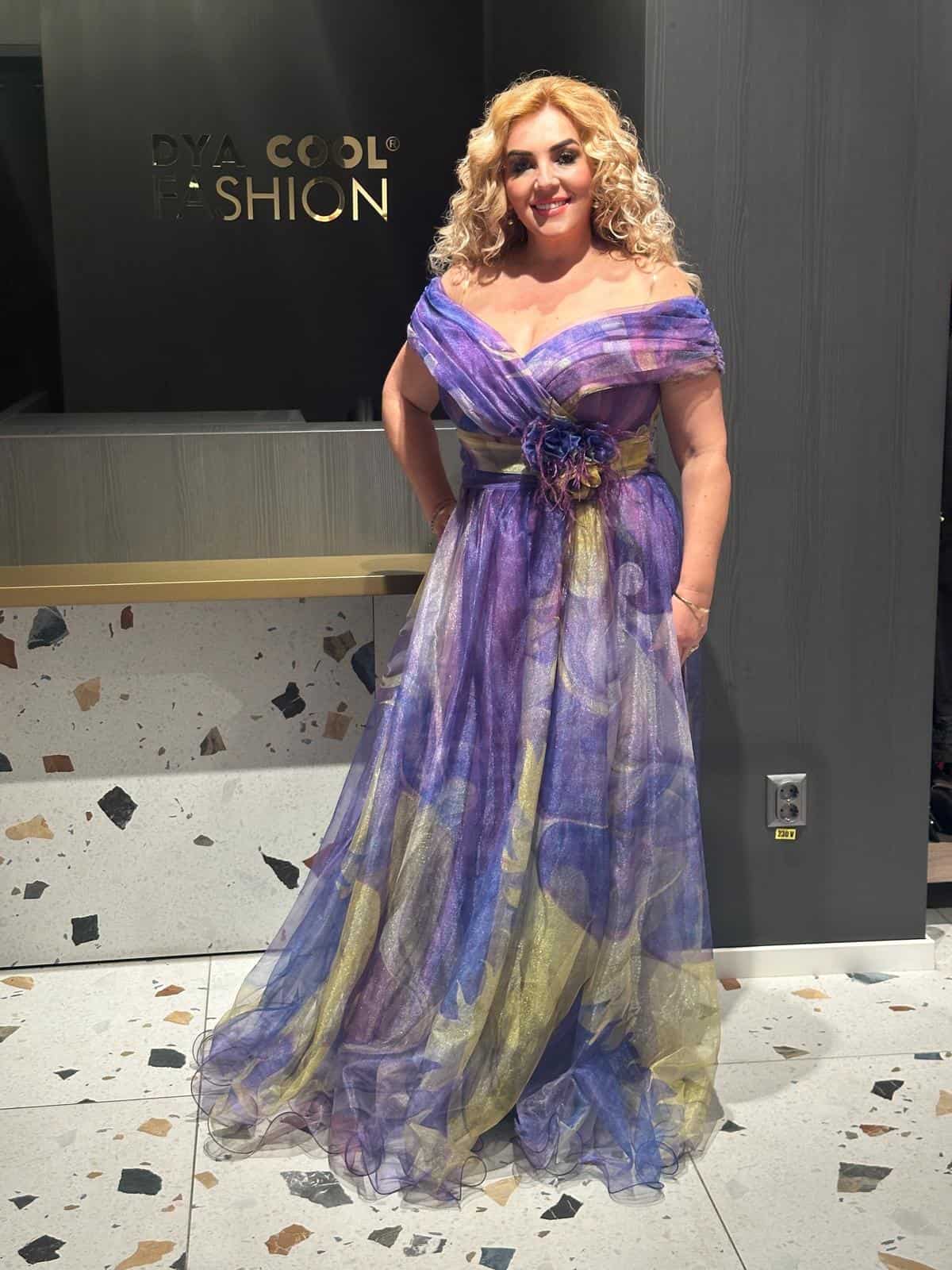Rochie Lunga Degrade Violet-Auriu DYA591 - imagine 6