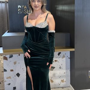 Rochie Velur Verde Inchis DYA441