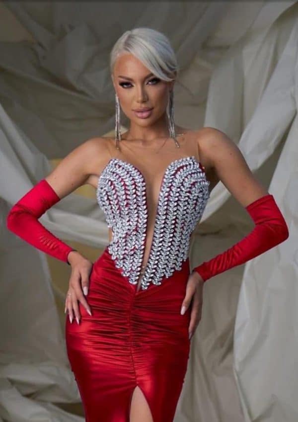 Rochie Lunga Rosie cu Cristale DYA433
