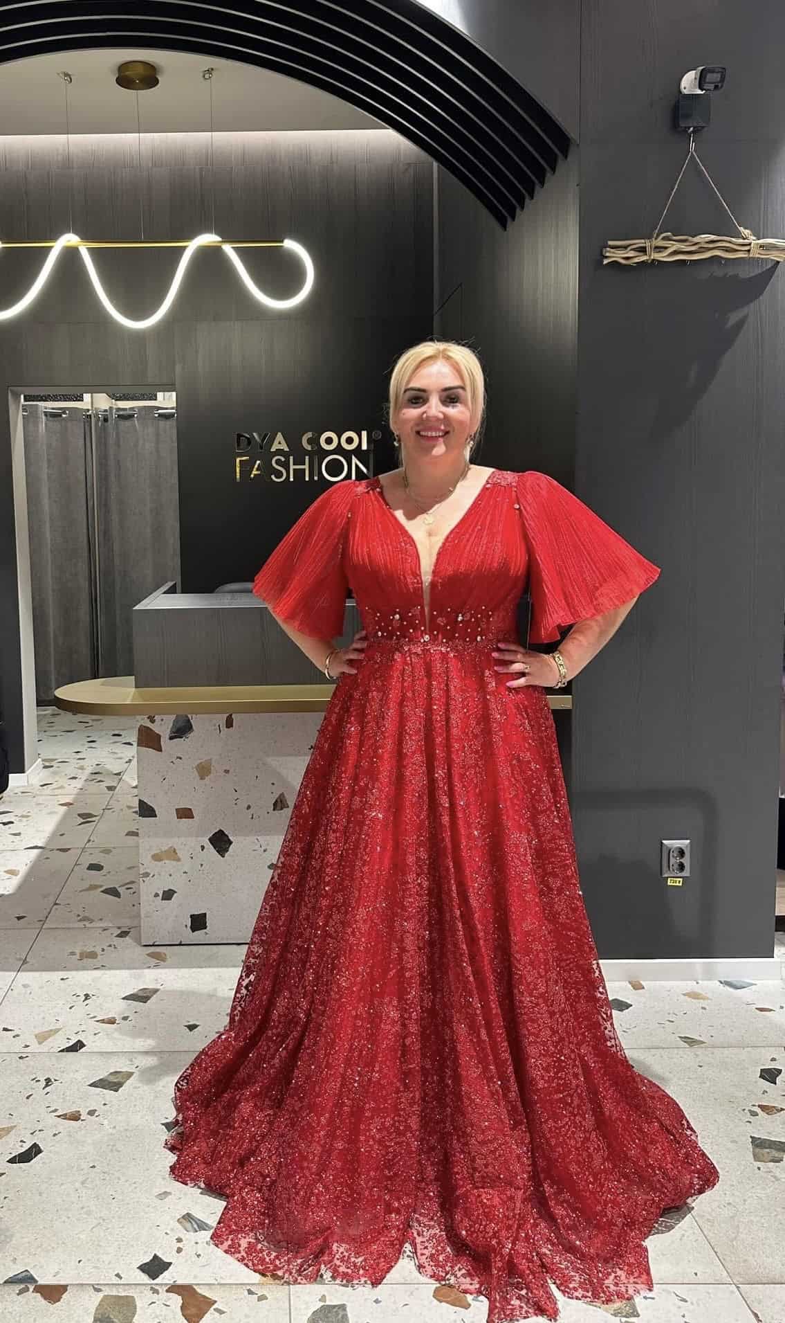 Rochie Rosie Largă cu Mânecă 3/4 DYA 438