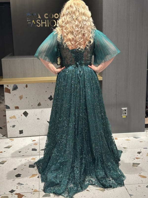 Rochie Lunga Lux Verde DYA580 - imagine 6