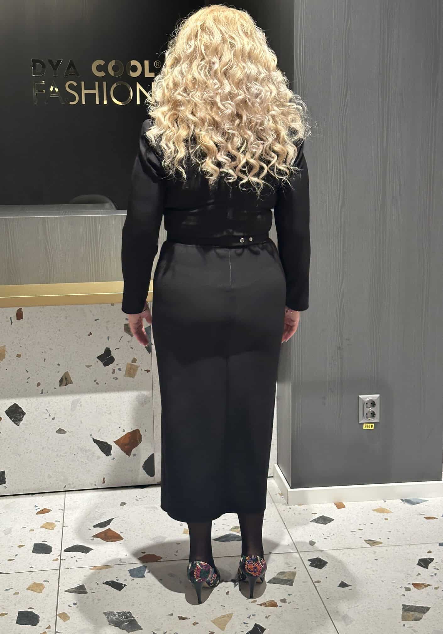 Rochie Midi Neagra cu Franjuri Dya594 - imagine 5