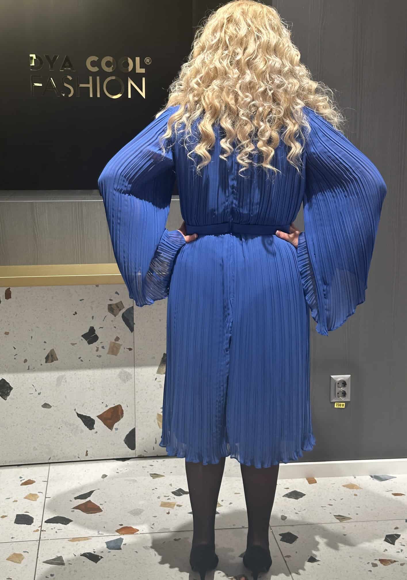Rochie Midi Albastru cu Pliuri  DYA593 - imagine 5