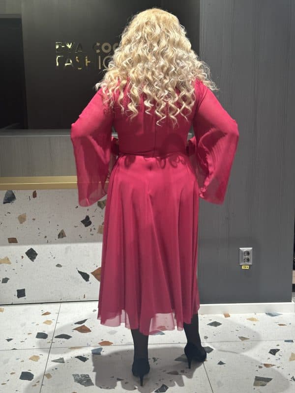 Rochie Midi Fuxia cu Pliuri DYA597 - imagine 7