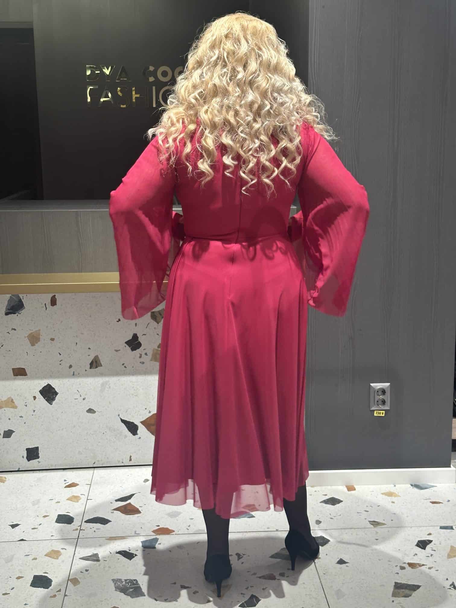 Rochie Midi Fuxia cu Pliuri DYA597 - imagine 7