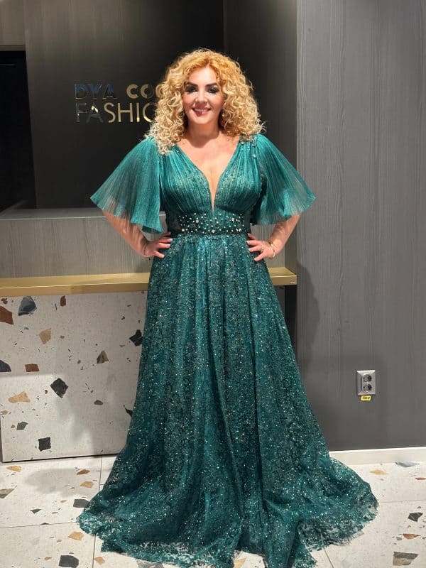 Rochie Lunga Lux Verde DYA580 - imagine 5