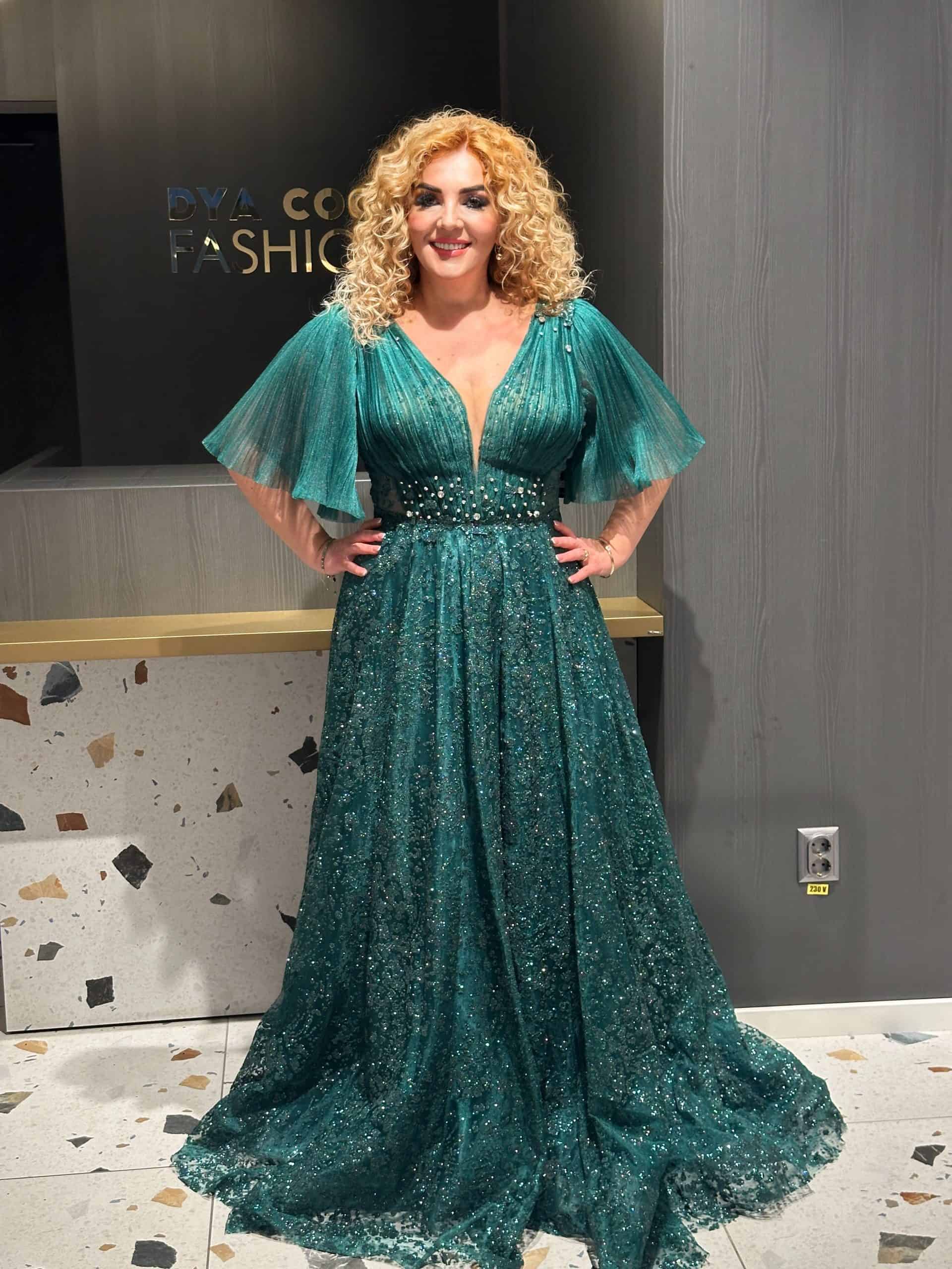 Rochie Lunga Lux Verde DYA580 - imagine 5