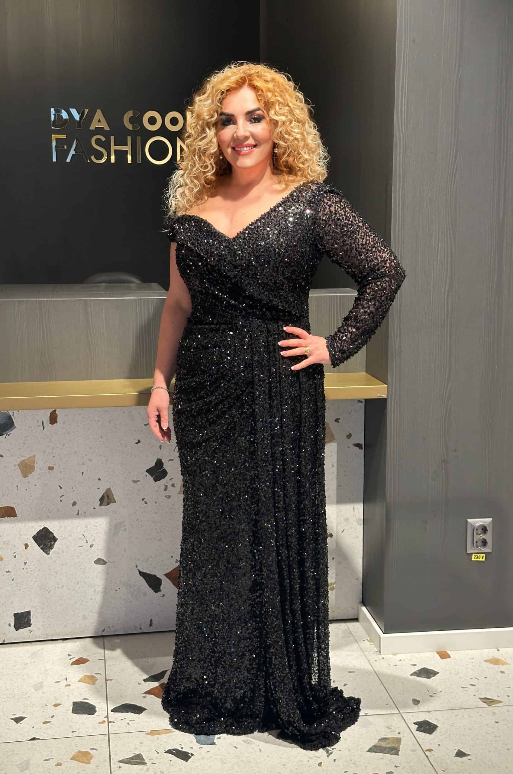 Rochie Lunga Lux Neagra DYA569 - imagine 6