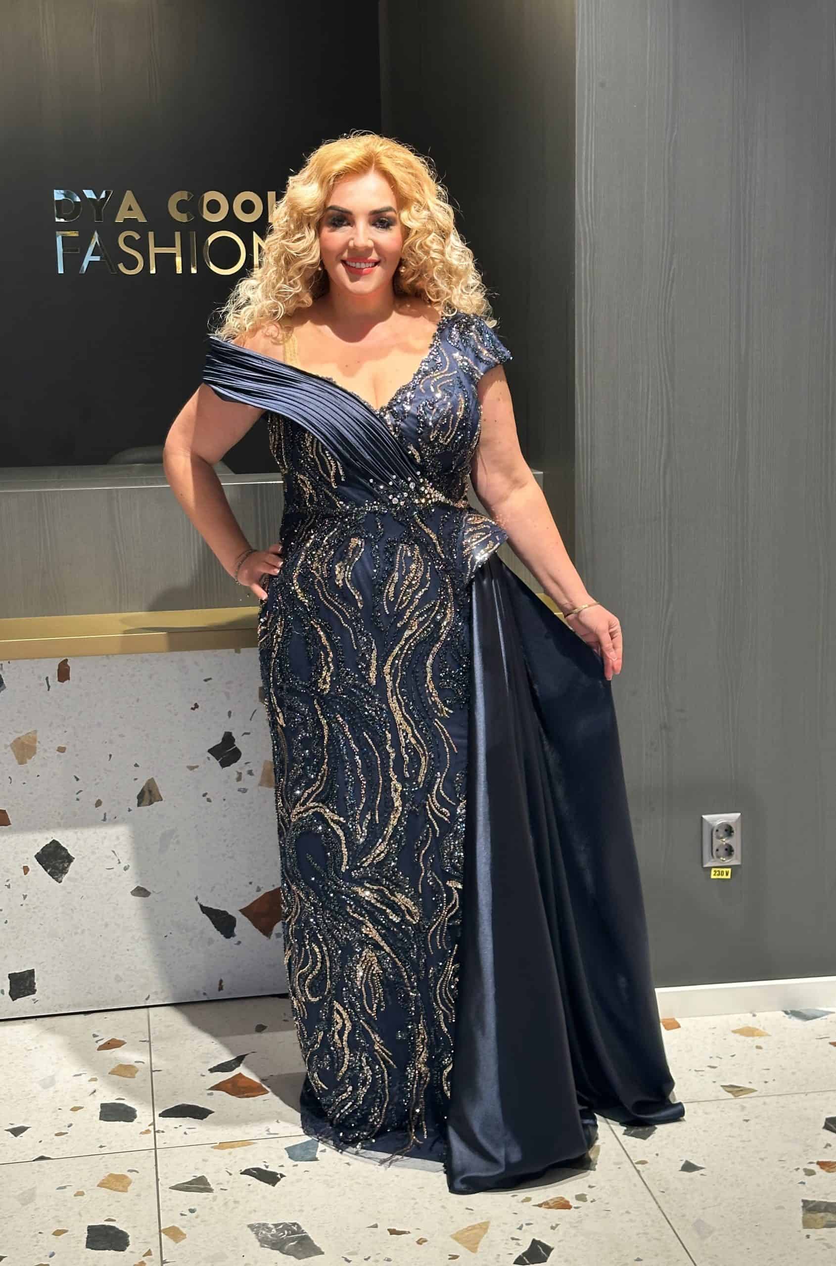 Rochie Lunga Lux Bleumarin-Auriu DYA566