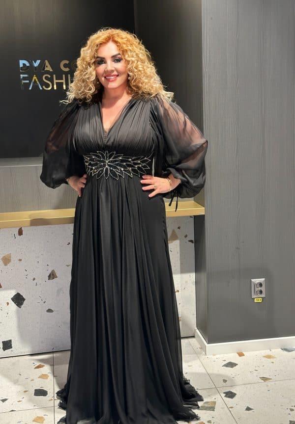 Rochie Lunga Neagra Larga DYA571 - imagine 6