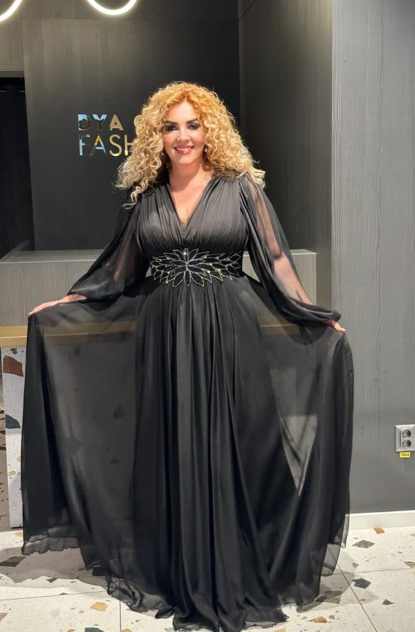 Rochie Lunga Neagra Larga DYA571 - imagine 5