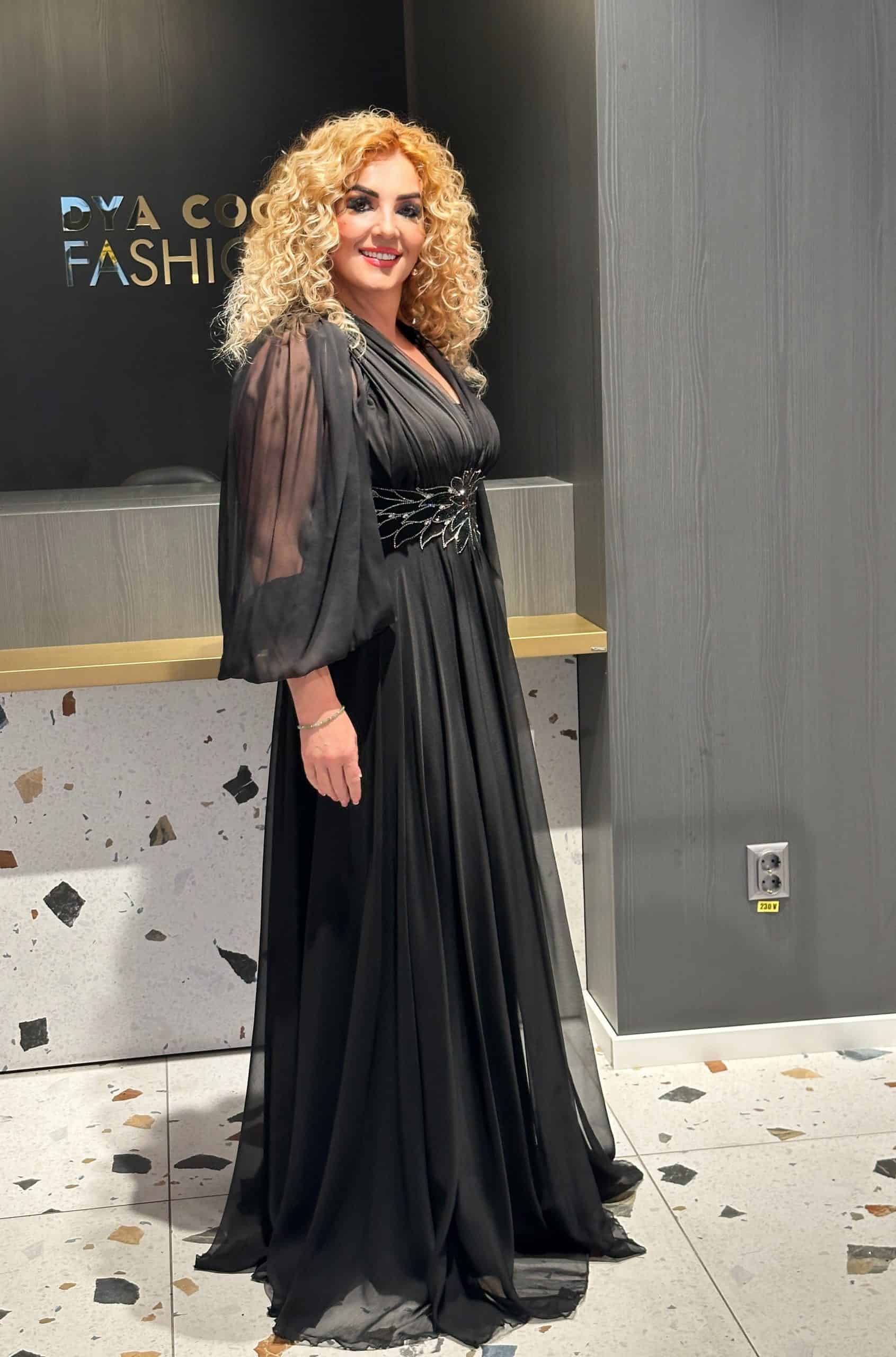 Rochie Lunga Neagra Larga DYA571 - imagine 4