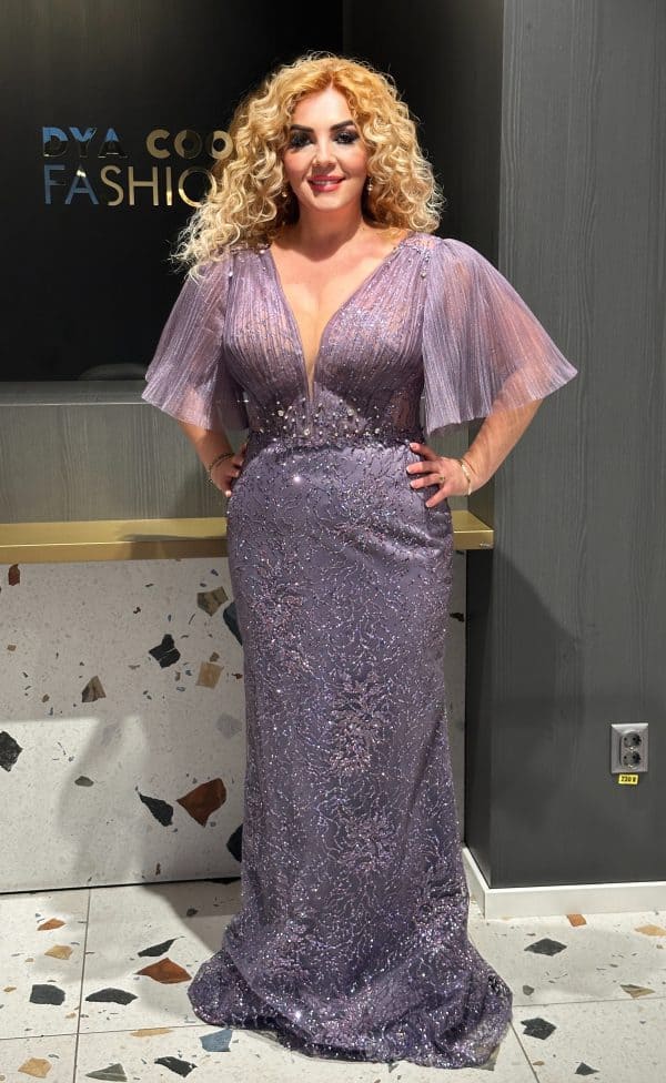 Rochie Lunga Lux Mov DYA577 - imagine 4