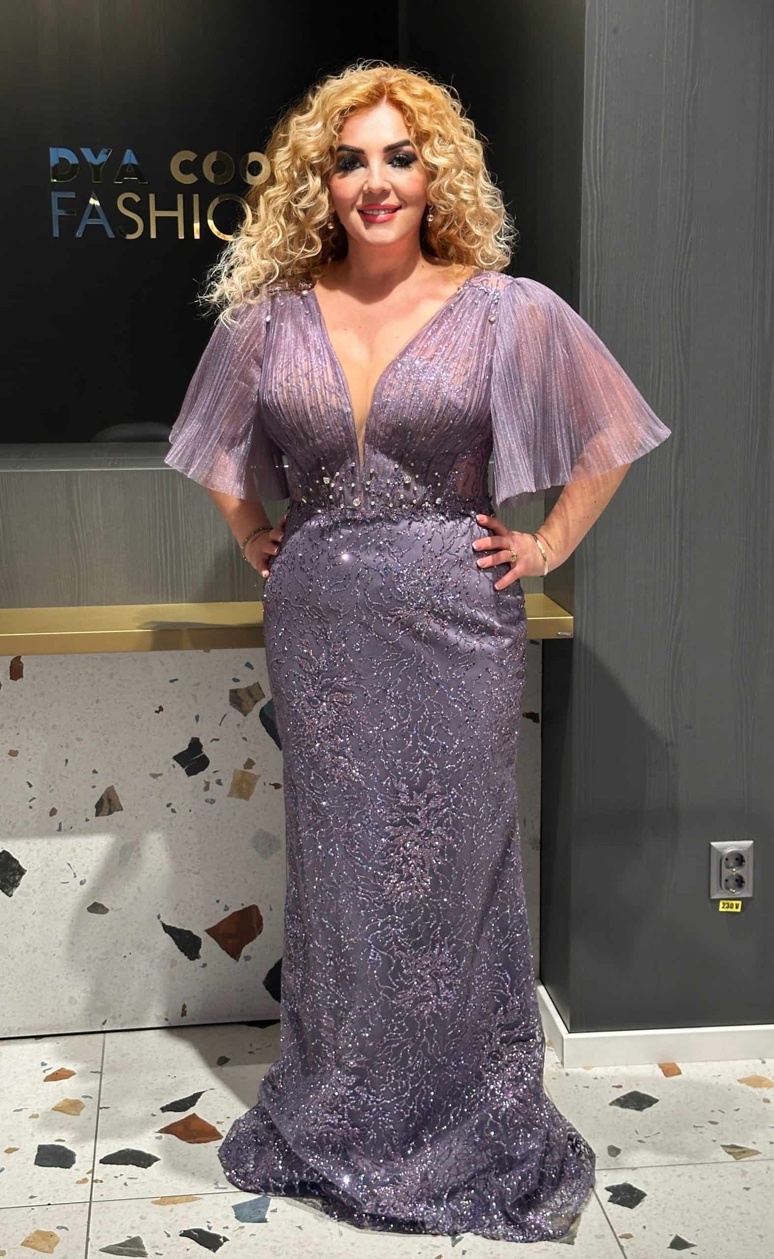 Rochie Lunga Lux Mov DYA577 - imagine 4