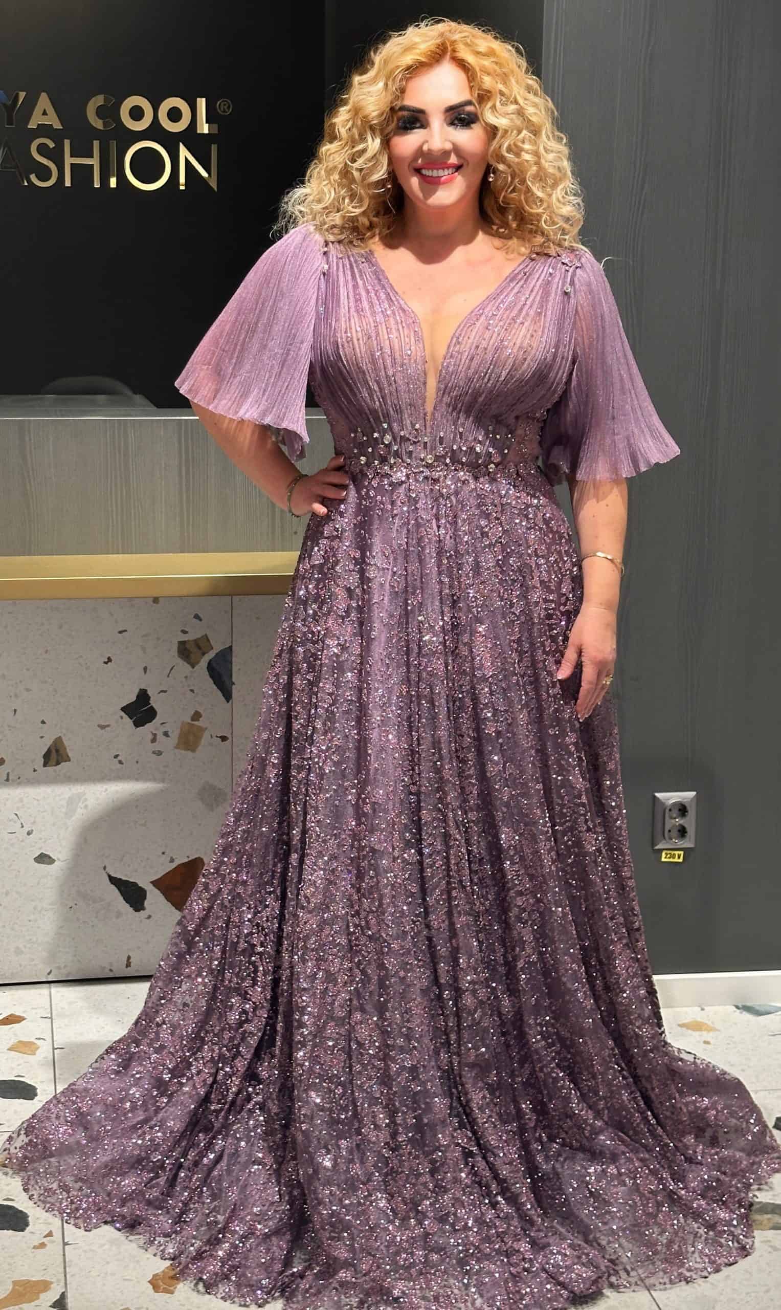 Rochie Lunga Lux Mov DYA579 - imagine 2