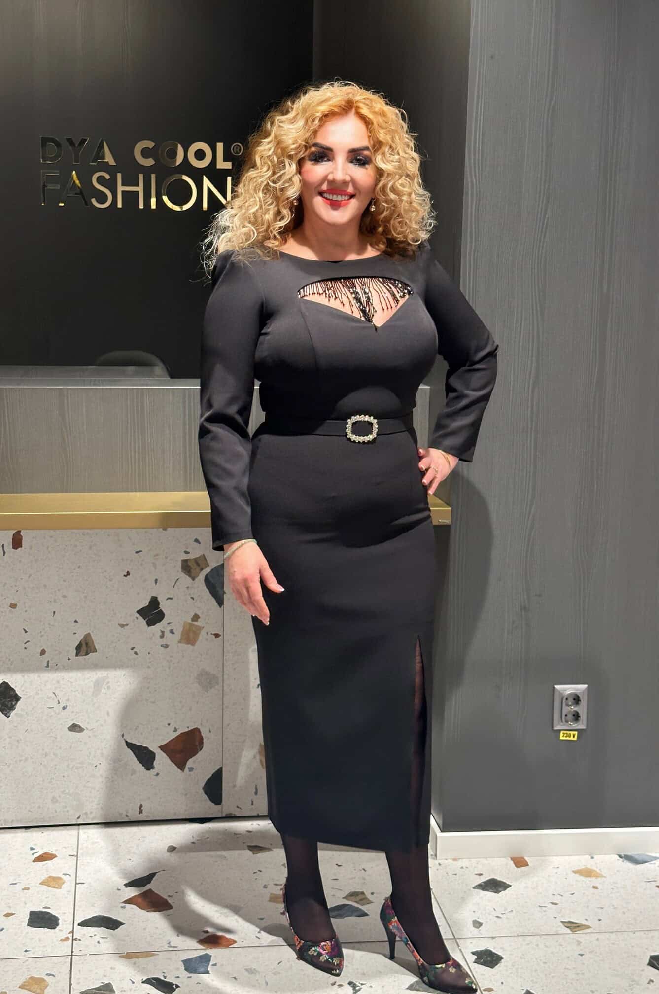 Rochie Midi Neagra cu Franjuri Dya594 - imagine 4