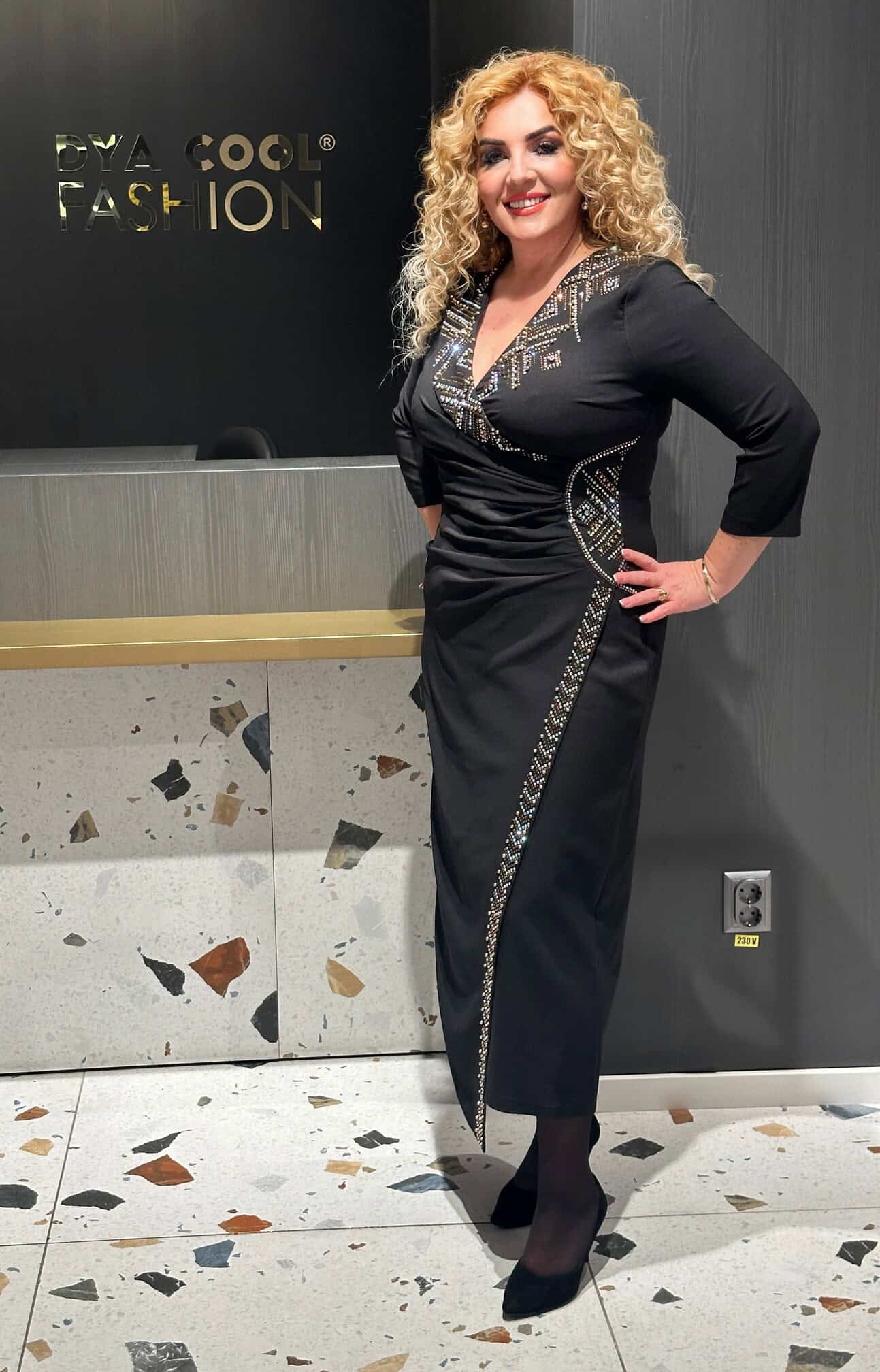 Rochie Lunga Negru Shine  DYA587 - imagine 4