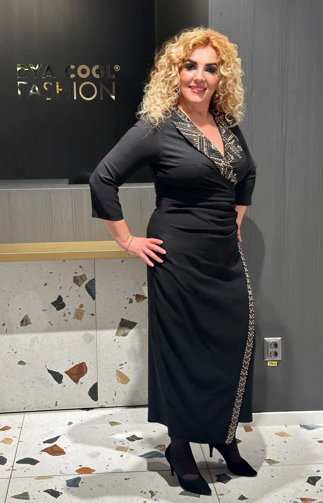 Rochie Lunga Negru Shine  DYA587 - imagine 3
