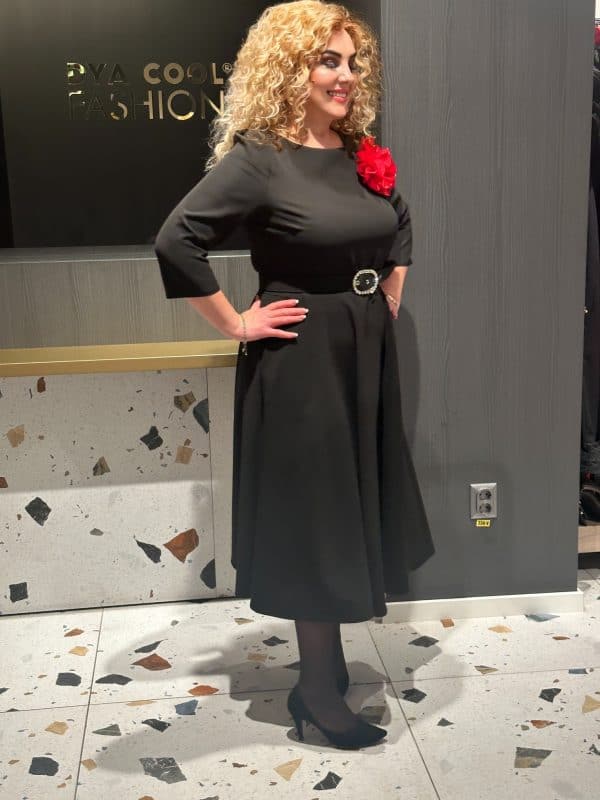 Rochie Midi Neagra Rose DYA598 - imagine 4