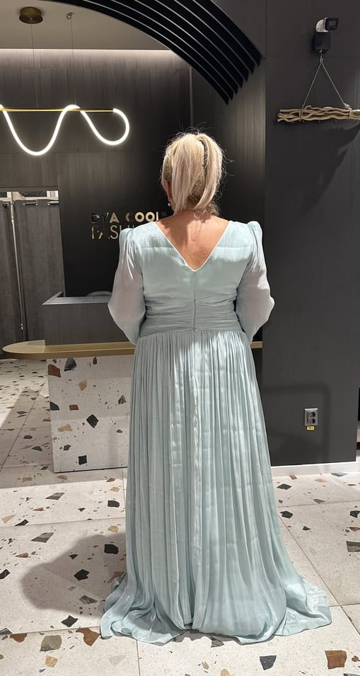 Rochie Lunga Larga Verde Menta DYA623 - imagine 3