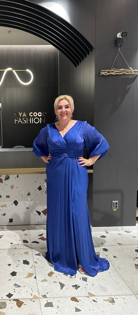 Rochie Lunga Albastru Royal DYA624 - imagine 3