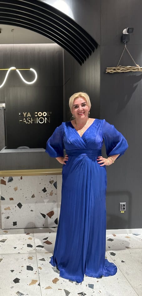 Rochie Lunga Albastru Royal DYA624 - imagine 4