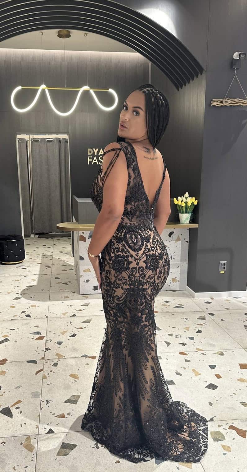 Rochie Lungă Lux Negru DYA459 - imagine 4