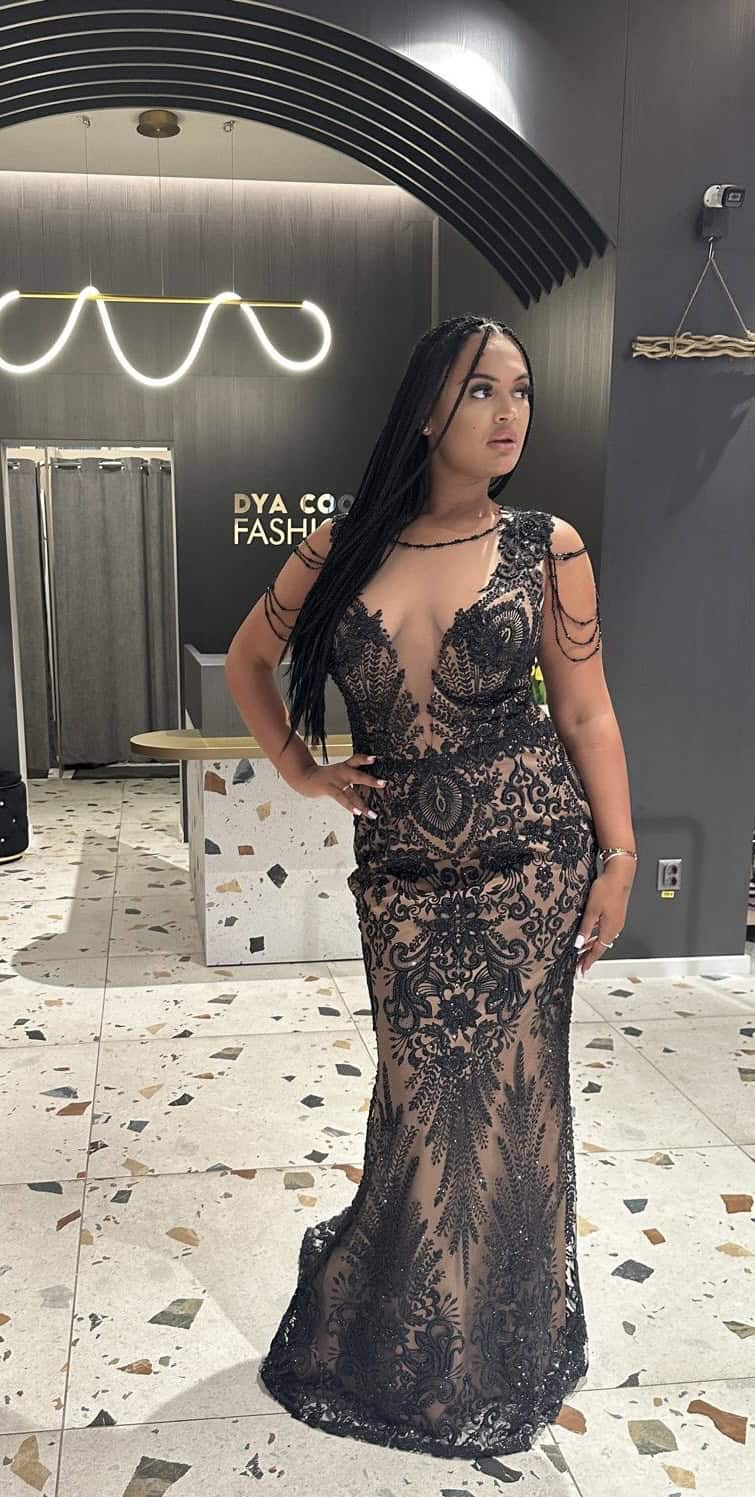 Rochie Lungă Lux Negru DYA459 - imagine 3
