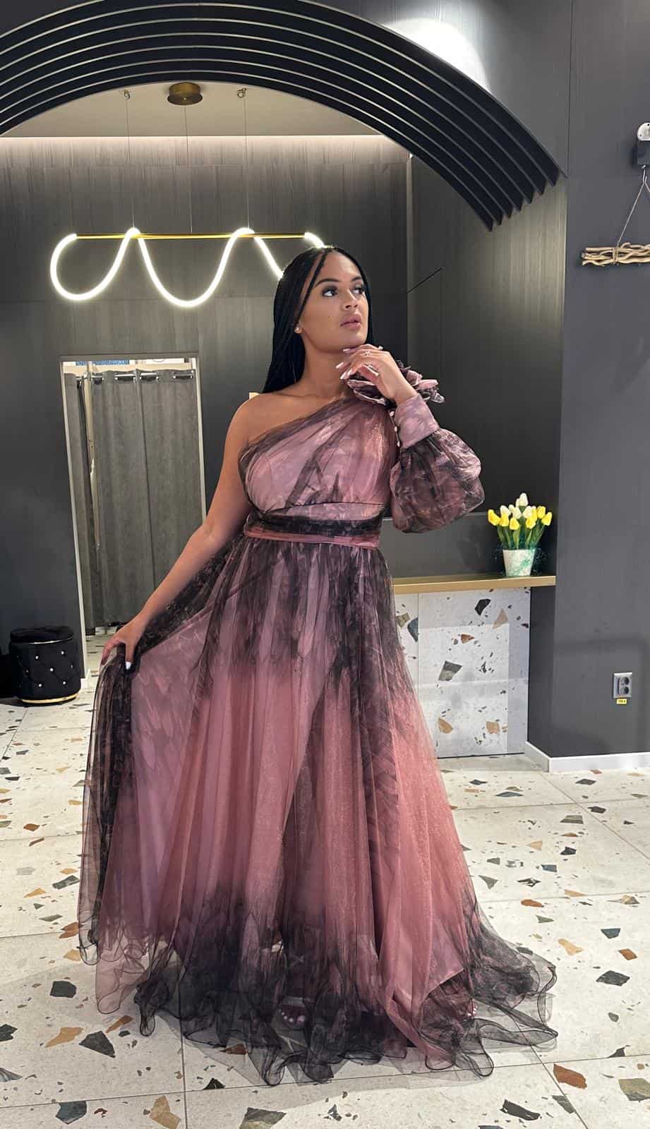 Rochie Roz-Negru Degrade DYA565 - imagine 5