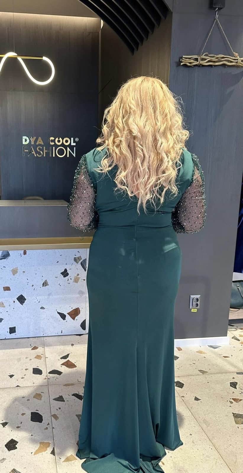 Rochie Lungă Verde DYA445 - imagine 4