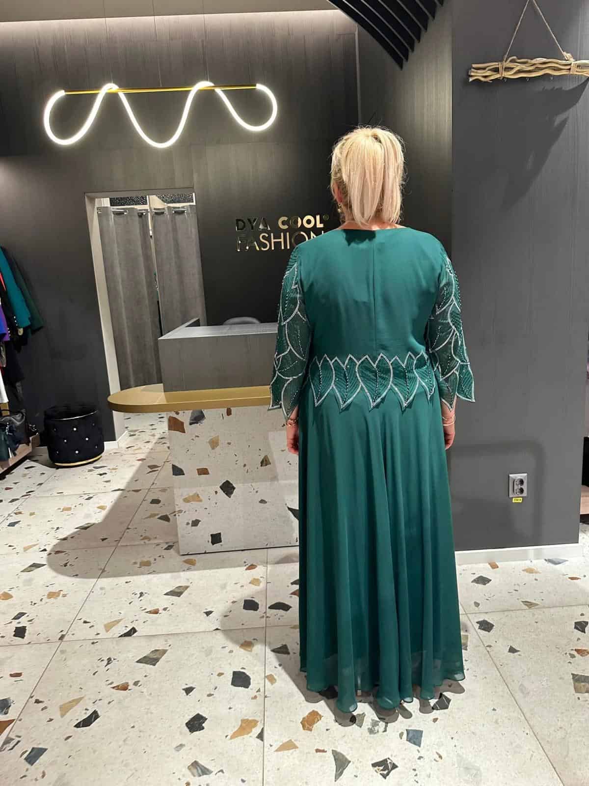 Rochie Lungă Verde Leaf DYA446 - imagine 3