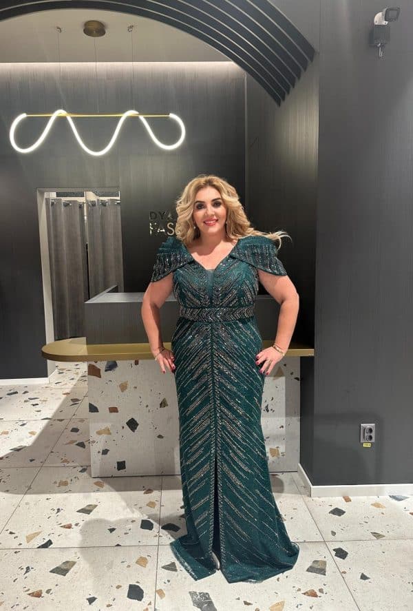 Rochie Verde cu Argintiu DYA628 - imagine 6
