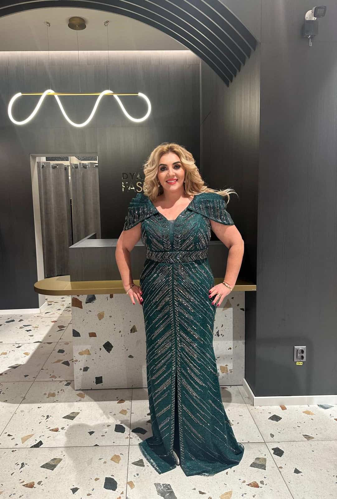 Rochie Verde cu Argintiu DYA628 - imagine 6