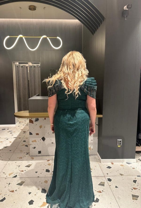 Rochie Verde cu Argintiu DYA628 - imagine 5