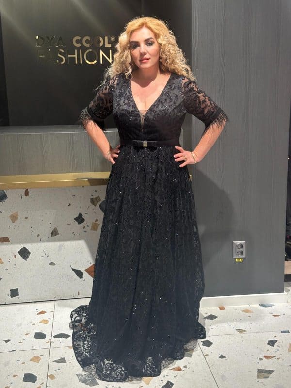 Rochie Lunga Neagru DYA631 - imagine 5